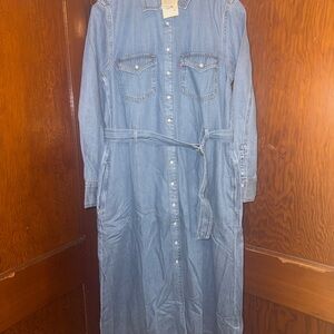 Levi’s Quincey Long Sleeve Denim Maxi Dress | NWT | Size Small
